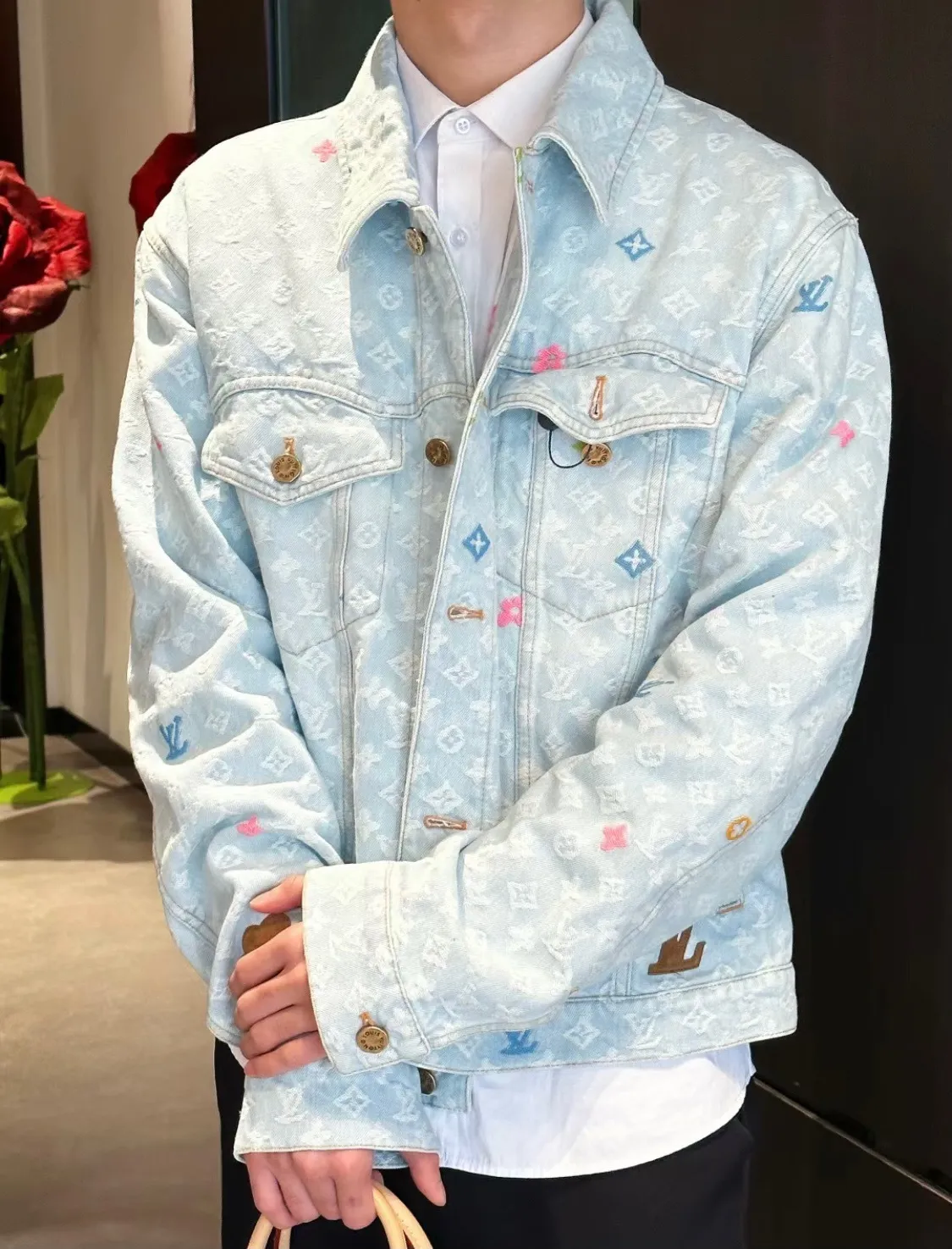 Louis Vuitton/Louis Vuitton Tyler joint old flower jacquard embroidered denim jacket